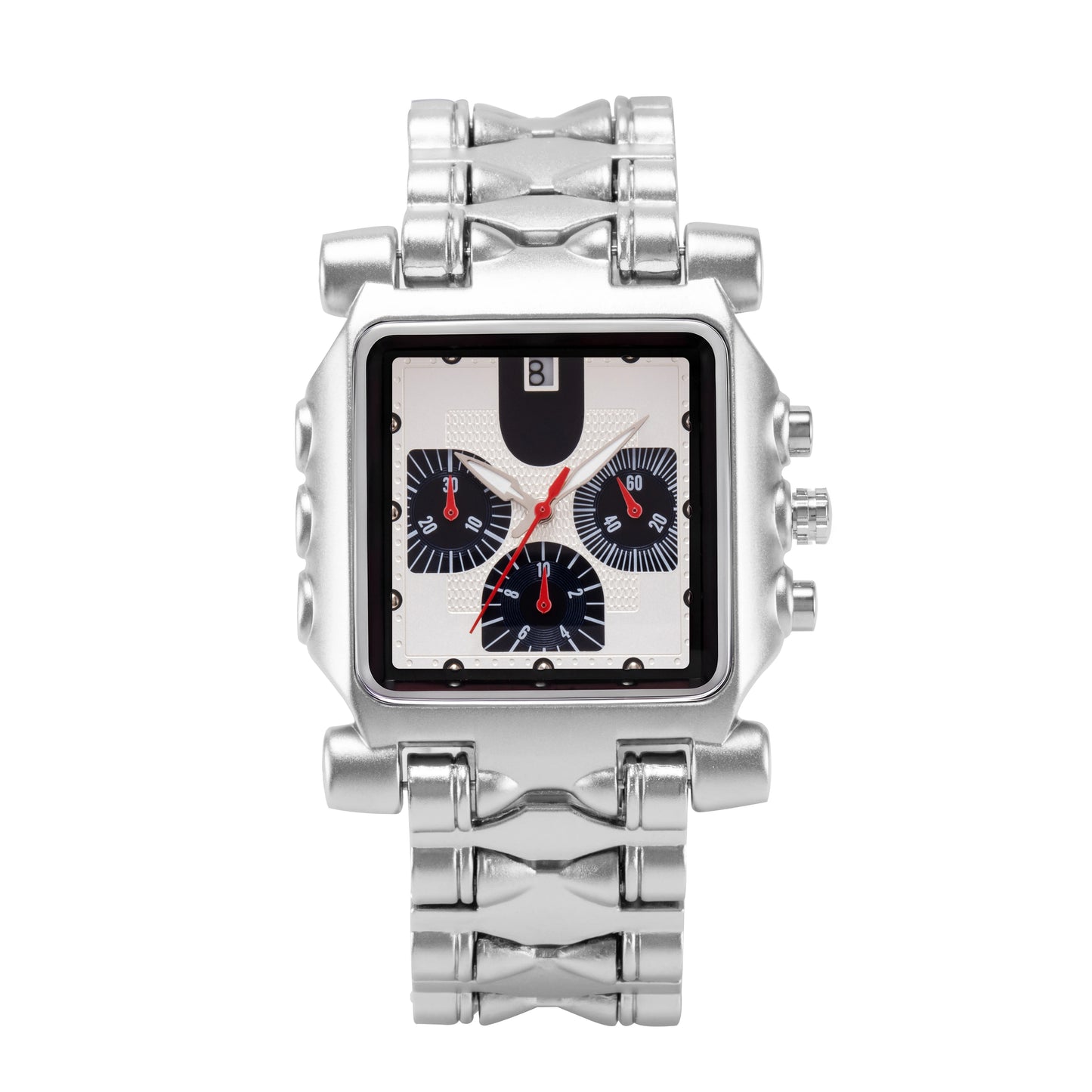 Y2K Retro Square Quartz Watch Calendar Stainless Men